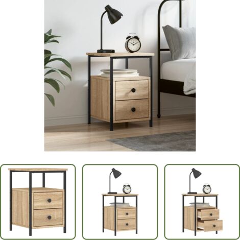 Comodino industriale -  Comodino Rovere Sonoma 34x35,5x50 cm in Legno Multistrato