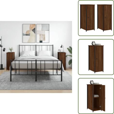 Comodino industriale - vidaXL Comodini Rovere Marrone 2 pz 32x42x80 cm in Legno Multistrato - Comodino con scomparti
