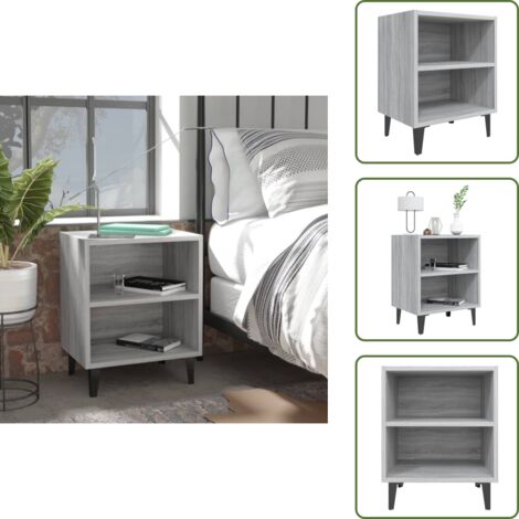 Comodino industriale - vidaXL Comodino con Gambe in Metallo Grigio Sonoma 40x30x50 cm - Comodino grigio sonoma