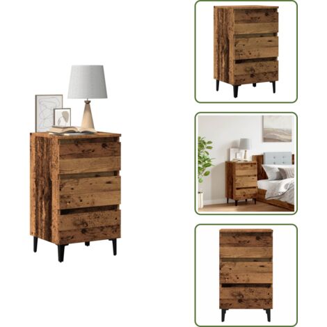 Comodino industriale - vidaXL Comodino con Gambe in Metallo Legno Antico 40x35x69 cm -
