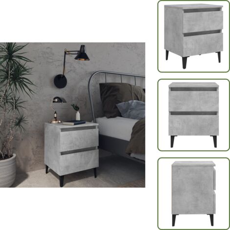Comodino industriale - vidaXL Comodino Grigio Cemento 40x35x50 cm in Legno Multistrato - Comodino con cassetti