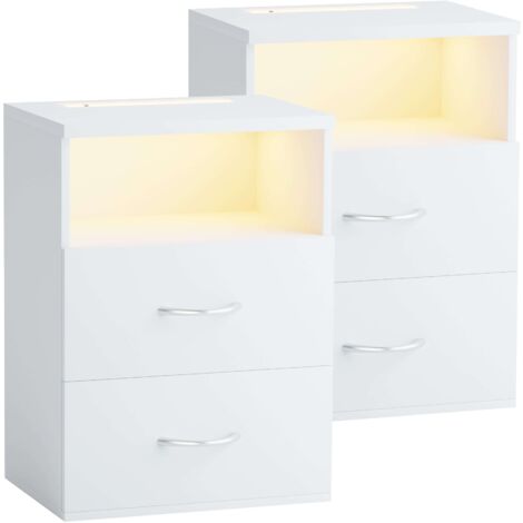Comodino Jamie set di 2 bianco 55x40x28cm