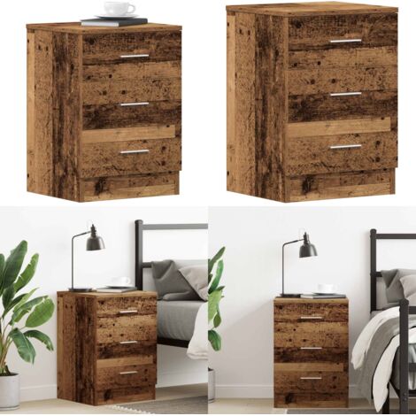 Comodino Legno Antico 38x35x55 cm in Legno Multistrato - Comodino antico - Comodino in legno tecnico