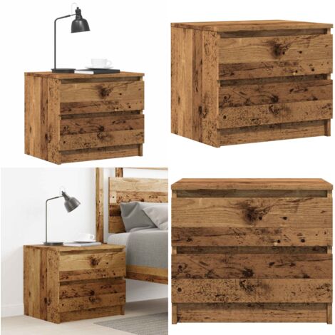Comodino Legno Antico 50x40x43.5 cm in Legno Multistrato - Comodino antico - Comodino industriale