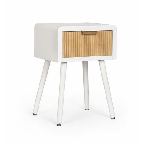 Comodino Legno Bianco Moderno da Interno H57 cm - CHARLOTTE