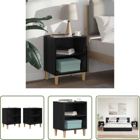 Comodino letto -  Armadietto per letto 2 pcs Rovere Nero 40 x 30 x 50 cm