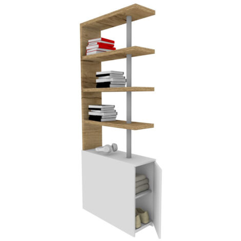 Comodino libreria salvaspazio con design moderno - Narciso - Quercia e Bianco