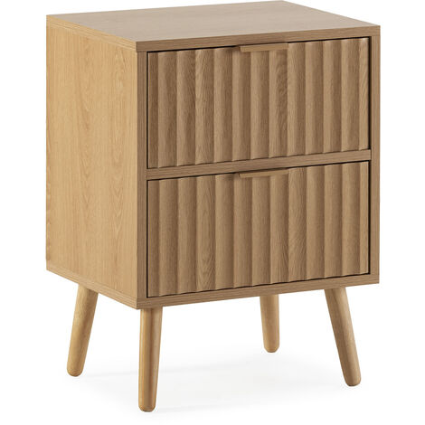 Comodino Lluvia 2 cassetti color rovere