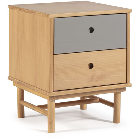 Comodino Magnus 2 cassetti, legno massello, 40 cm (larghezza) 40 cm (profondità) 52 cm (altezza)