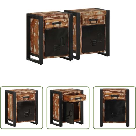 Comodino mango - Comodini 2 pz Multicolore in Legno Massello di Mango Grezzo