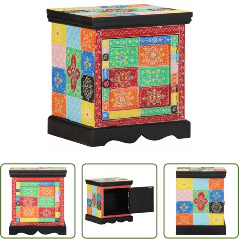 Comodino mango -  Comodino Multicolore 40x35x45 cm in Legno Massello Mango
