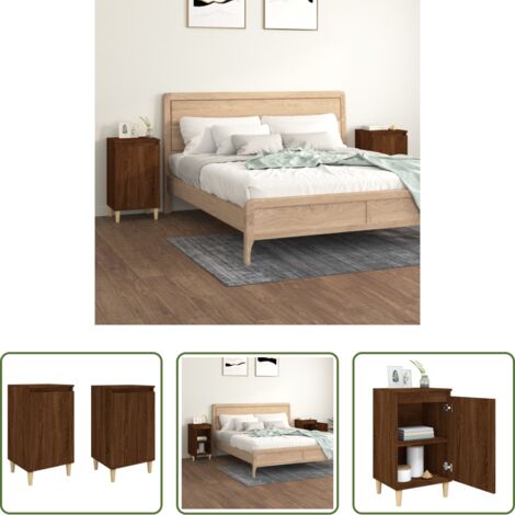 Comodino marrone -  Comodini 2 pz Rovere Marrone 40x35x70 cm in Legno Multistrato