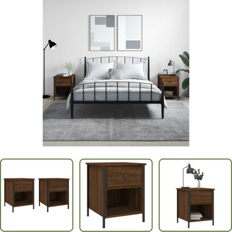 Comodino marrone -  Comodini 2 pz Rovere Marrone 40x42x50 cm in Legno Multistrato
