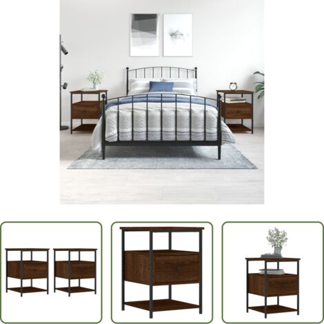 Comodino marrone -  Comodini 2 pz Rovere Marrone 40x42x56 cm in Legno Multistrato