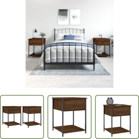 Comodino marrone -  Comodini 2 pz Rovere Marrone 44x45x58 cm in Legno Multistrato