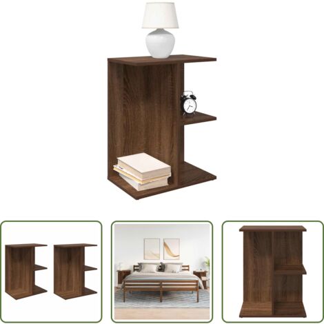 Comodino marrone -  Comodini 2 pz Rovere Marrone 46,5x29x61 cm in Legno Multistrato