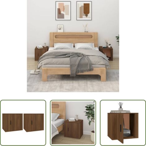 Comodino marrone -  Comodini 2 pz Rovere Marrone 50x39x47 cm
