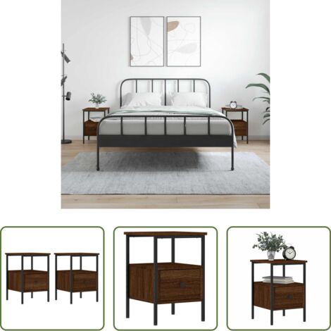Comodino marrone -  Comodini 2pz Rovere Marrone 34x36x50 cm in Legno Multistrato
