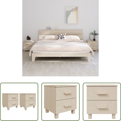 Comodino marrone -  Comodini HAMAR 2 pz ambra 40x35x44,5 cm Legno Massello di Pino