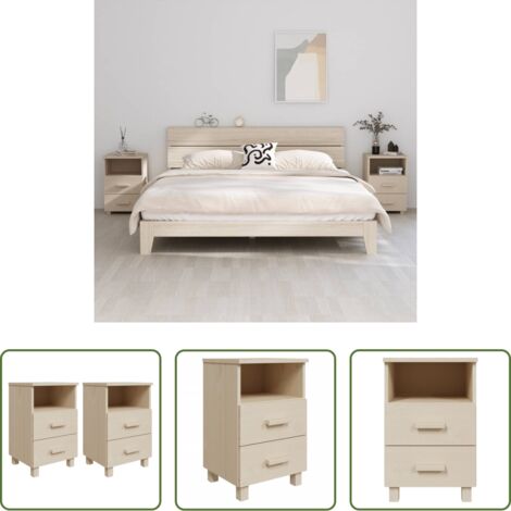 Comodino marrone -  Comodini HAMAR 2 pz ambra 40x35x62 cm Legno Massello di Pino