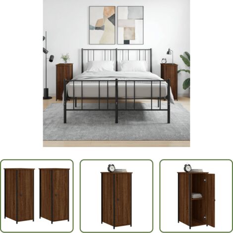 Comodino marrone -  Comodini Rovere Marrone 2 pz 32x42x80 cm in Legno Multistrato
