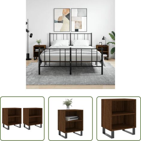 Comodino marrone -  Comodini Rovere Marrone 2 pz 40x30x50 cm in Legno Multistrato