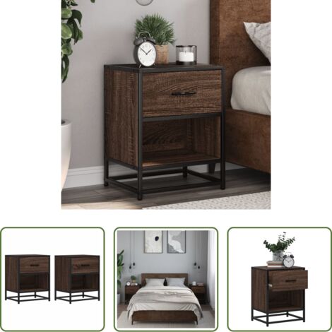 Comodino marrone -  Comodini Rovere Marrone 2 pz 40x31x50 cm in Truciolato