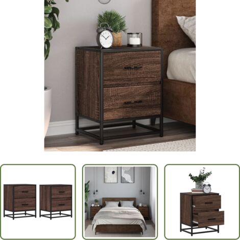 Comodino marrone -  Comodini Rovere Marrone 2 pz 40x31x50 cm in Truciolato
