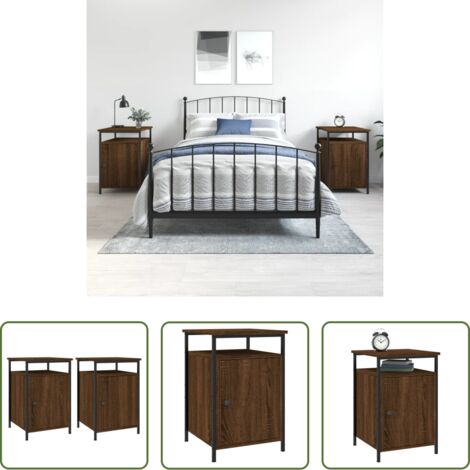 Comodino marrone -  Comodini Rovere Marrone 2 pz 40x42x60 cm Legno Multistrato