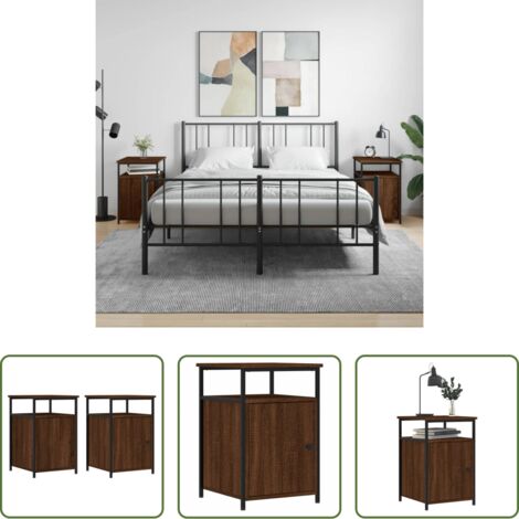 Comodino marrone -  Comodini Rovere Marrone 2 pz 40x42x60 cm Legno Multistrato