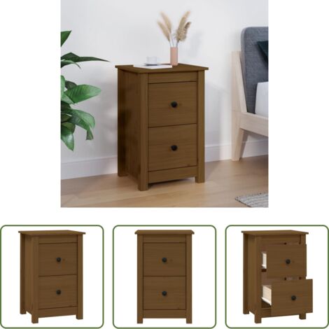 Comodino marrone -  Comodino ambra 40x35x61,5 cm in Legno Massello di Pino