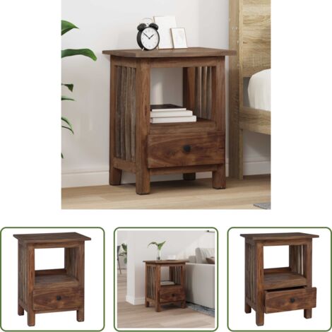 Comodino marrone -  Comodino Marrone 30 x 30 x 47 cm Legno Recuperato Massello