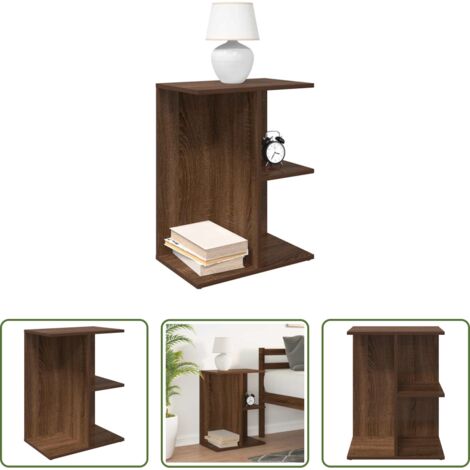 Comodino marrone -  Comodino Rovere Marrone 40,5x31x60 cm in Legno Multistrato