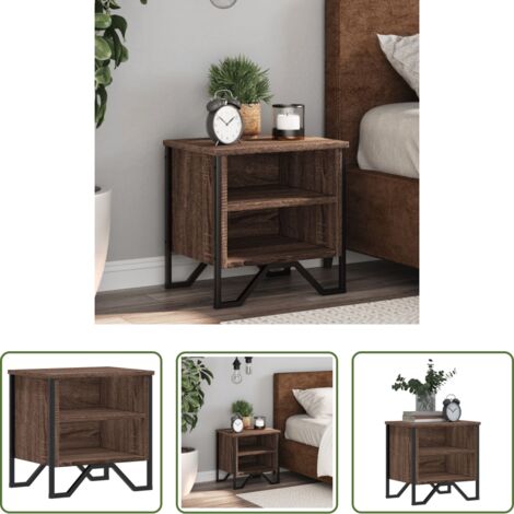 Comodino marrone -  Comodino Rovere Marrone 40x30x40 cm in Truciolato