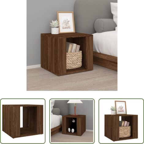 Comodino marrone -  Comodino Rovere Marrone 41x40x36 cm in Legno Multistrato