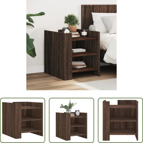 Comodino marrone -  Comodino Rovere Marrone 45x50x50 cm in Truciolato