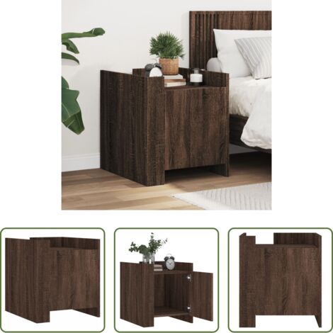 Comodino marrone -  Comodino Rovere Marrone 45x50x50 cm in Truciolato