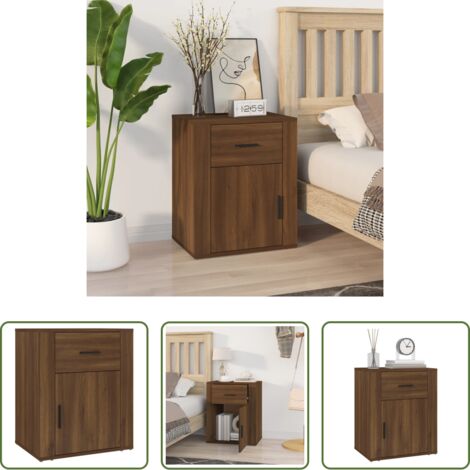 Comodino marrone -  Comodino Rovere Marrone 50x36x60 cm Legno Multistrato