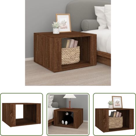 Comodino marrone -  Comodino Rovere Marrone 57x55x36 cm in Legno Multistrato