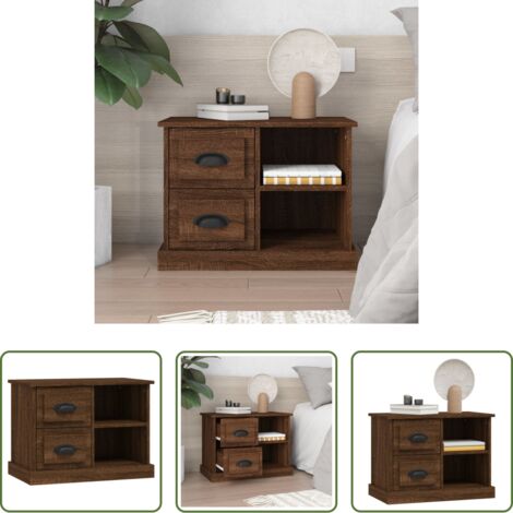 Comodino marrone -  Comodino Rovere Marrone 60x35,5x45 cm
