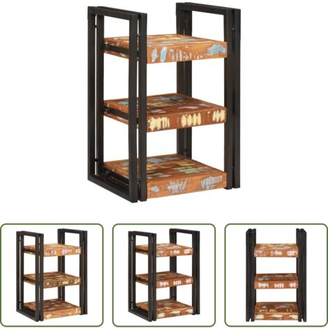 Comodino marrone e nero -  Comodino Marrone e Nero Legno massello di recupero