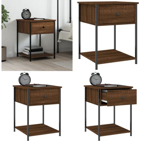 Comodino Marrone Fumo 44x45x58 cm in Legno Multistrato - Comodino marrone - Comodino con piedini regolabili