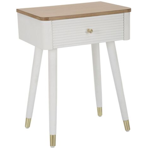 Comodino Matera 45x62x32 cm in Legno MDF e Ferro Bianco/Marrone