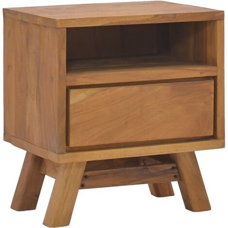 MAISONCHIC Comodino Mobiletto Moderno,Comodino da Camera 40x30x45 cm in Legno Massello di Teak -BN79829