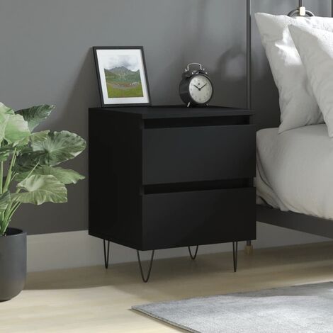 Comodino Nero 40,5x31x60 cm in Legno Multistrato