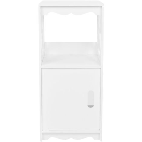 Comodino, Mobiletto portaoggetti, Tavolino laterale, Mensola portaoggetti, Look affascinante ed elegante, Camera da letto, Soggiorno, Cucina, Resistente, Bianco