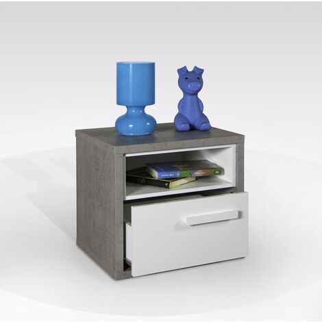 COMODINO MOD. MIPIACE CM 45X40 H. 50 CEMENTO E BIANCO
