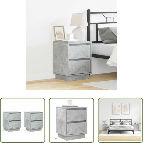 Comodino moderno -  Armadio da Notte 2 pcs Grigio cemento 39 x 34,5 x 50 cm