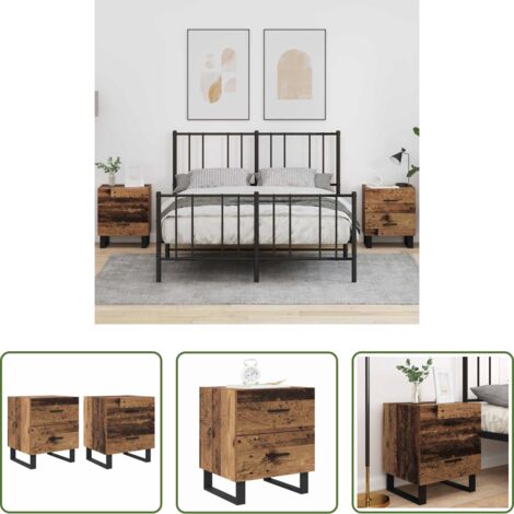 Comodino moderno -  Armadio da Notte 2 pcs Legno Antico e Nero 40 x 35 x 47,5 cm