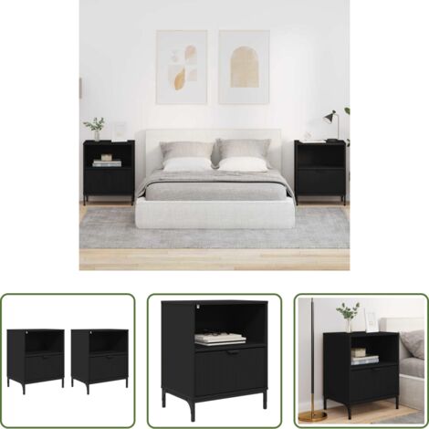 Comodino moderno -  Armadio da Notte 2 pcs Nero 49 x 36 x 61 cm Legno multistrato